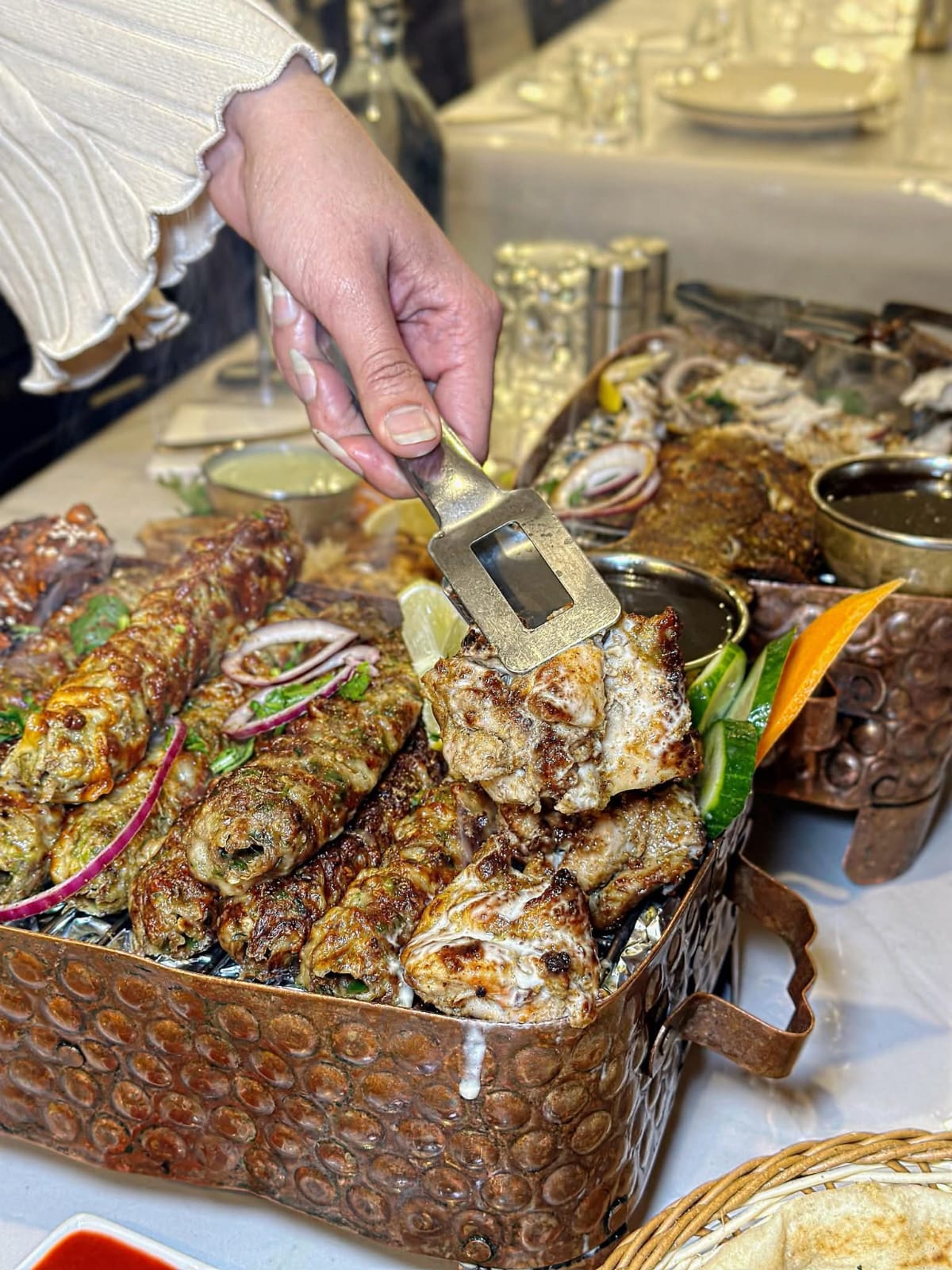 Seekh kebab with naan