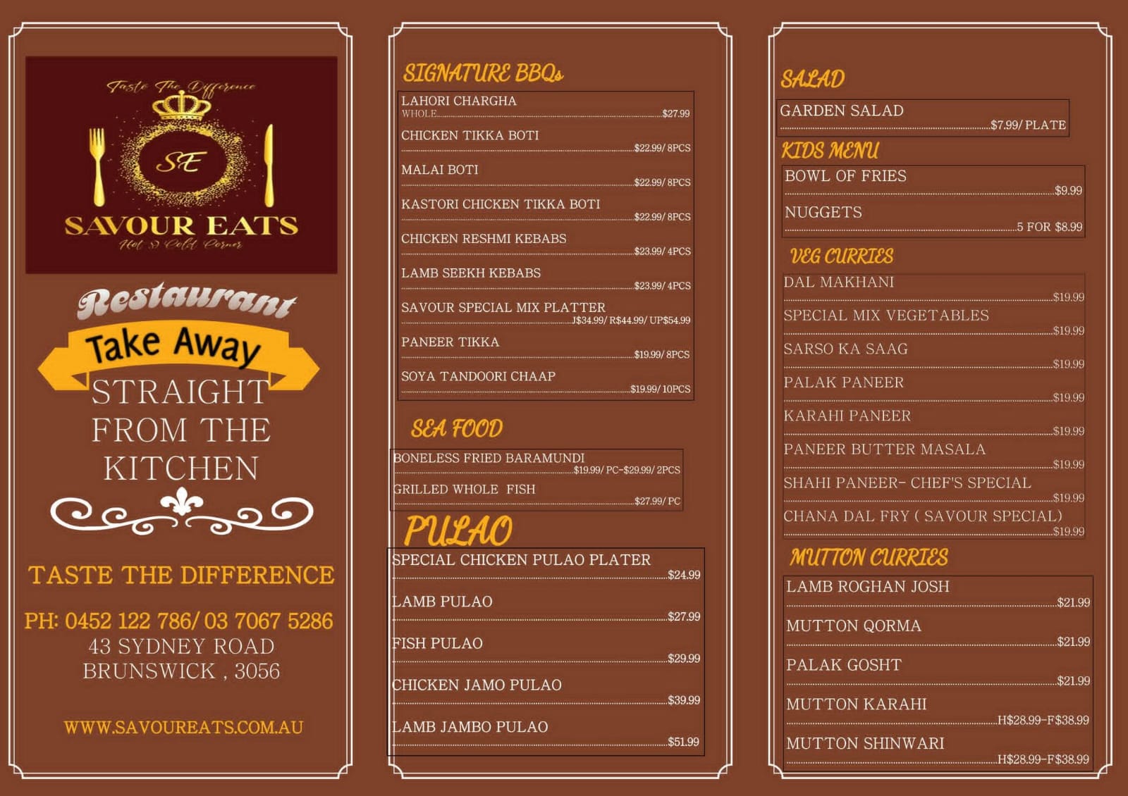 Savour Eats menu page 15